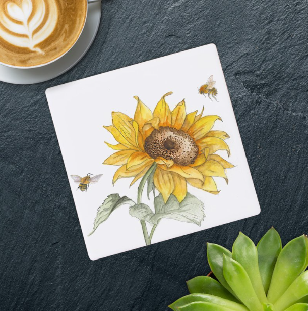 Bee-Tanical Coaster - Sunflower