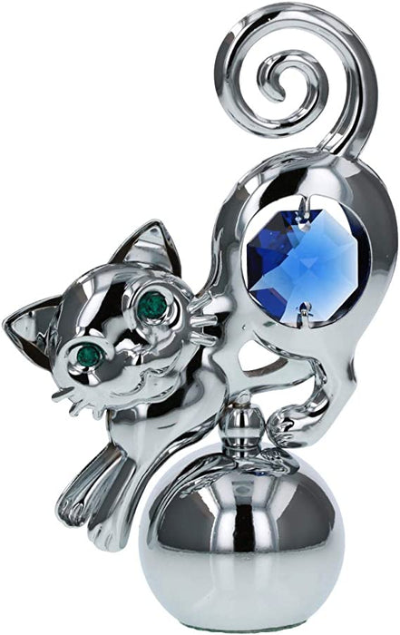 Crystocraft Cat - Silver - Blue