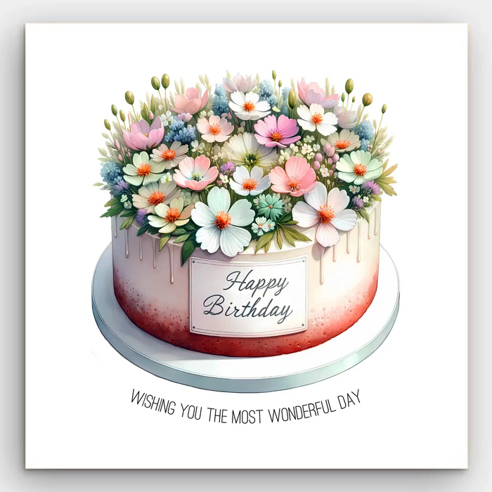 Happy Birthday - Flower Cake Card