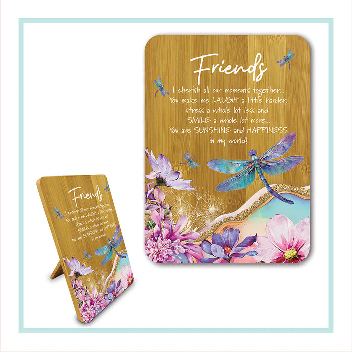 Bamboo Plaque - Delightful Dragonflies FRIENDS
