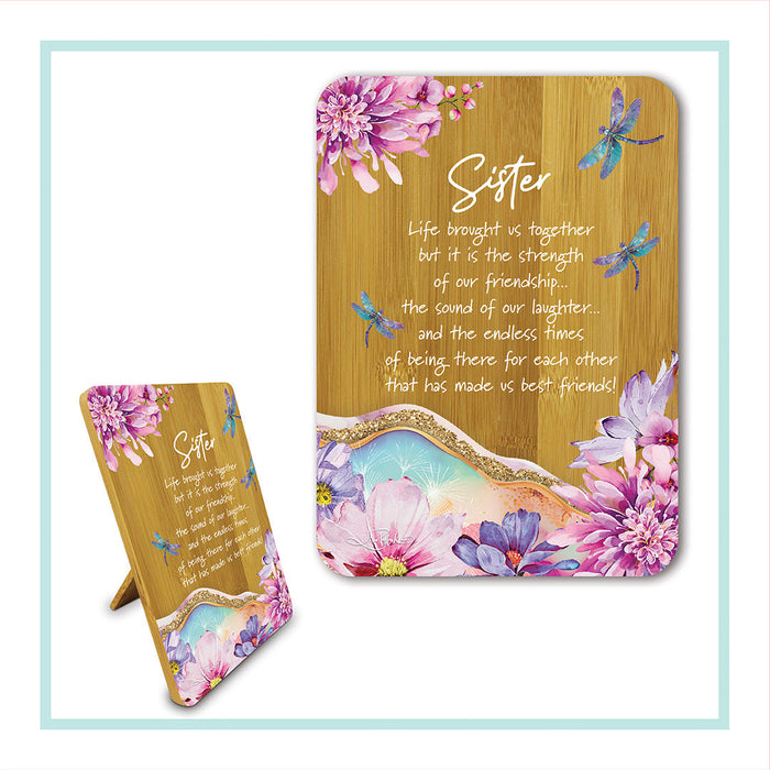 Bamboo Plaque - Delightful Dragonflies SISTER