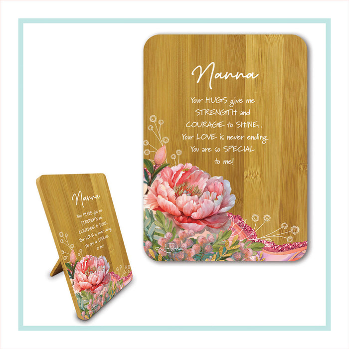 Bamboo Plaque - Coral Peony NANNA