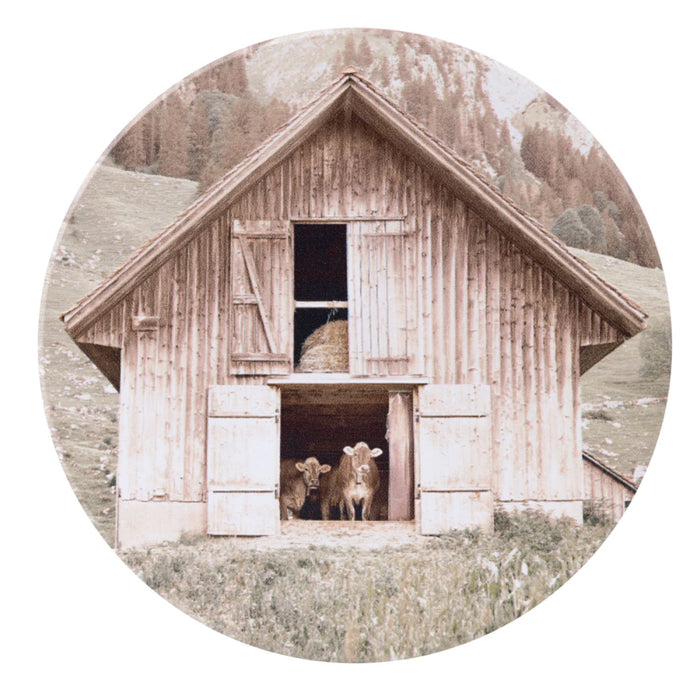 Rustic Meadow Barn Ceramic Coaster