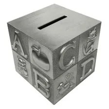 Pewter Finish ABC Cube Money Bank