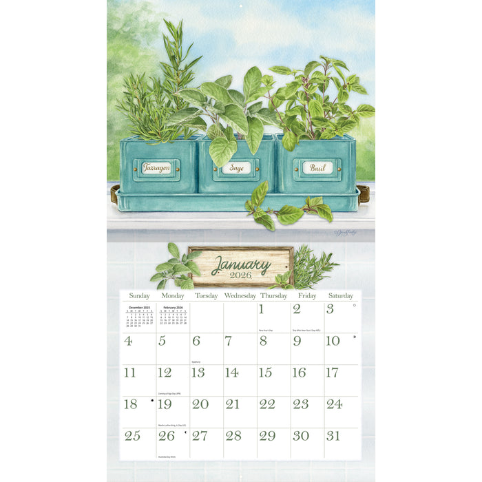 Calendar LANG 2026 - Herb Garden