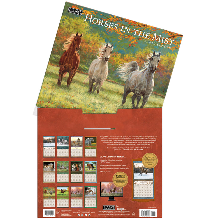 Calendar LANG 2026 - Horses In The Mist