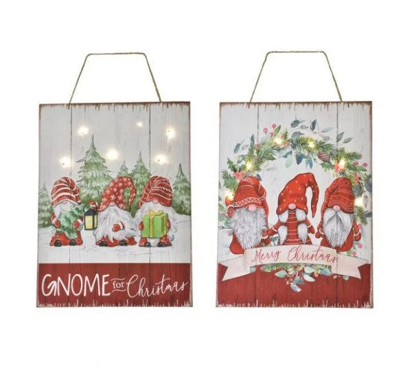 Christmas Lightup Gnome Plaque - Asst Designs