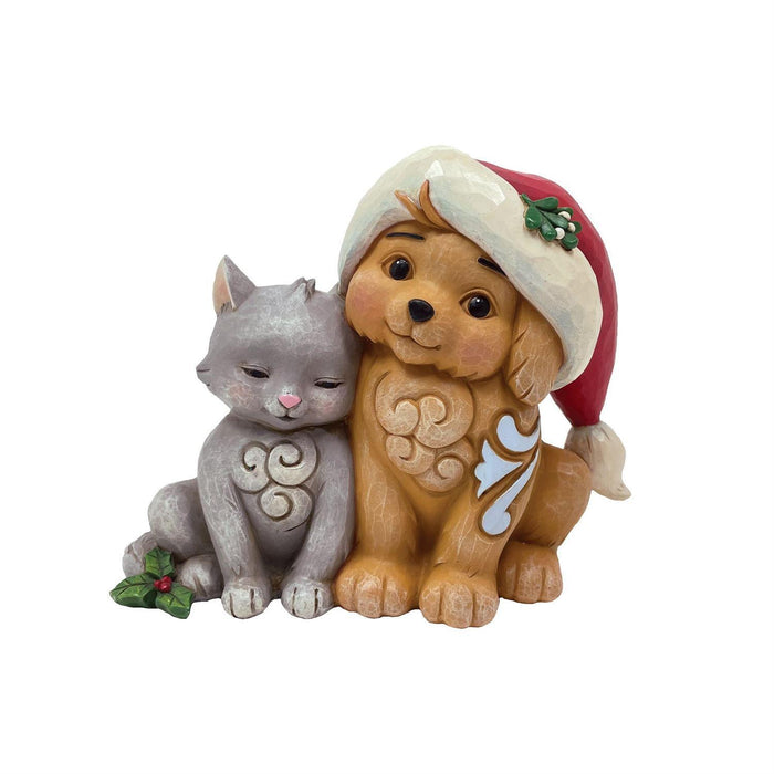 Heartwood Creek - Kitten & Puppy with Santa Hat