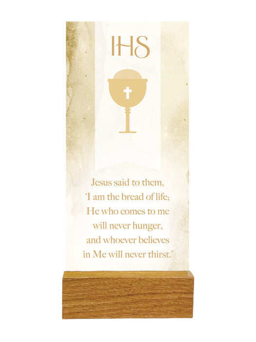 Glass Plaque With Stand - Communion