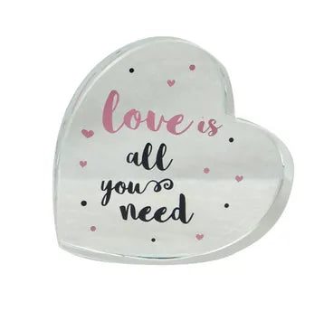 Pristine Heart Glass Block - Love Is All You Need