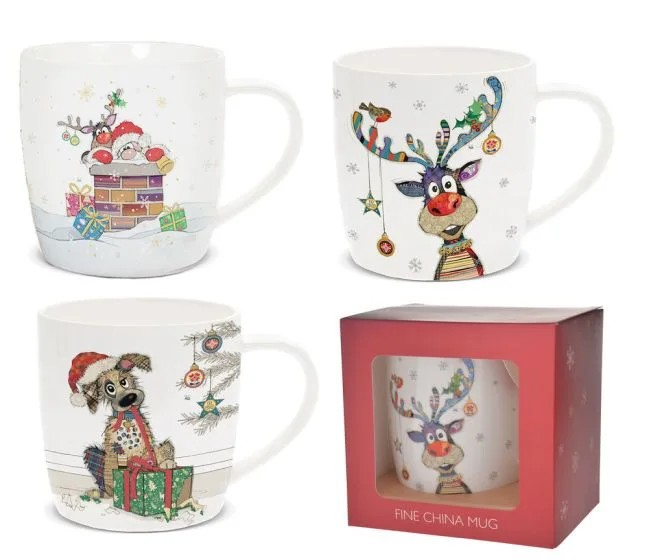Bug Art Christmas Mugs - Asst