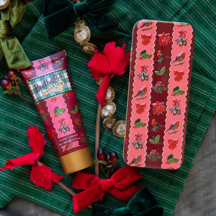 Heathcote's Festive Robin Hand Cream in Tin