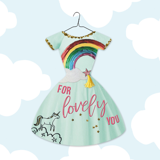 Happy Birthday - Lovely You Rainbow Dress Mini Card