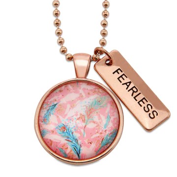 BOHO ROSE GOLD 'FEARLESS' NECKLACE - SOFT FEATHERS
