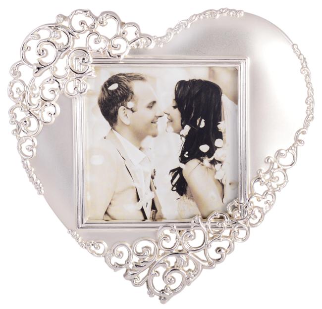 Silver Satin Heart Frame - 3 x 3