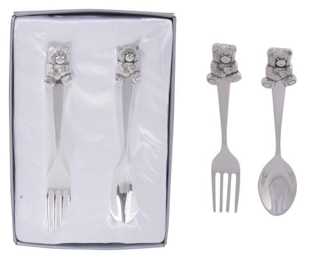 Silver Bear Spoon & Fork Set