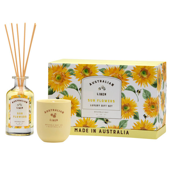 Australian Linen Votive and Diffuser Gift Set - Sun Flowers