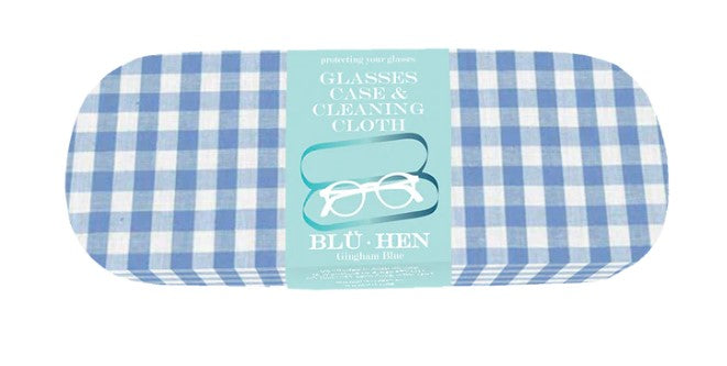 Gingham Blue Glasses Case & Cloth