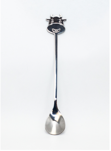 Happy Cow Spoon Metal Silver Polished