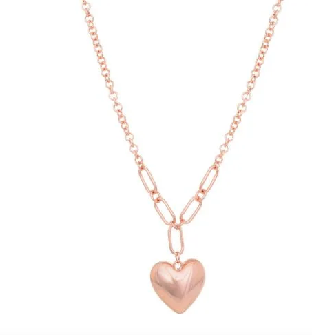 Equilibrium Heart Link Long Necklace Rose Gold