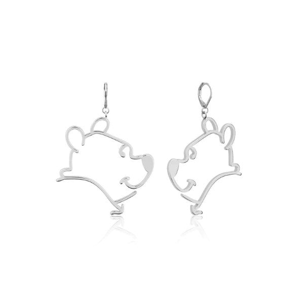 Winnie the Pooh Outline Drop Earrings - Silver