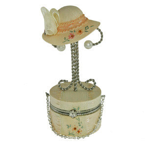 Earring and Trinket Box - Apricot and Ivory