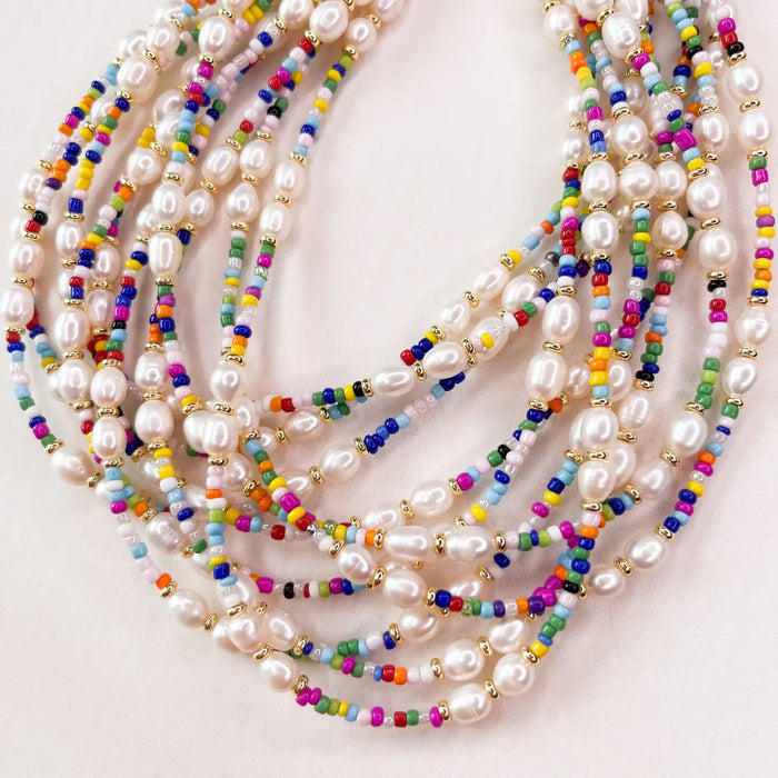 Rainbow Miyuki Freshwater Pearl Necklace