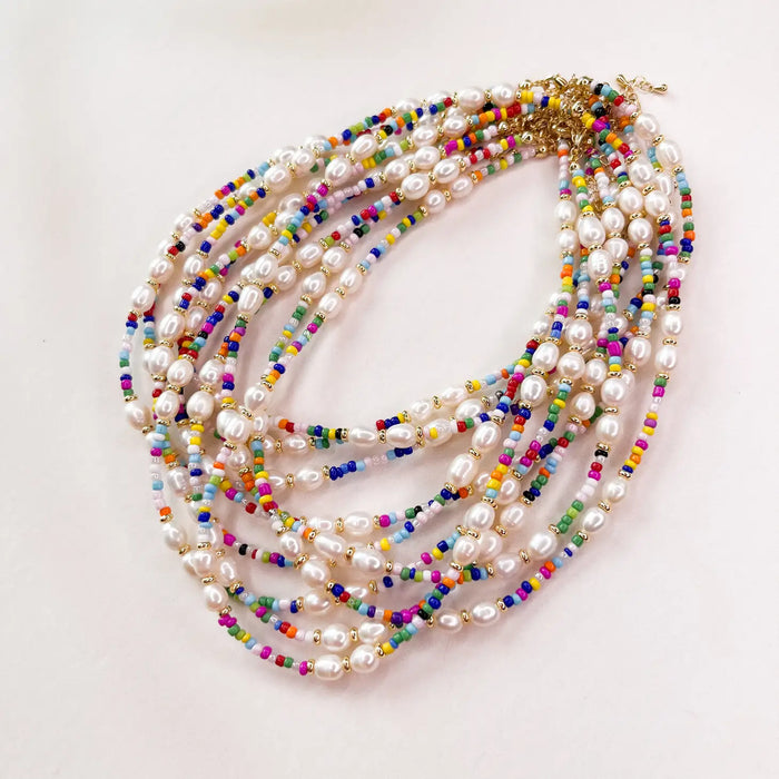 Rainbow Miyuki Freshwater Pearl Necklace