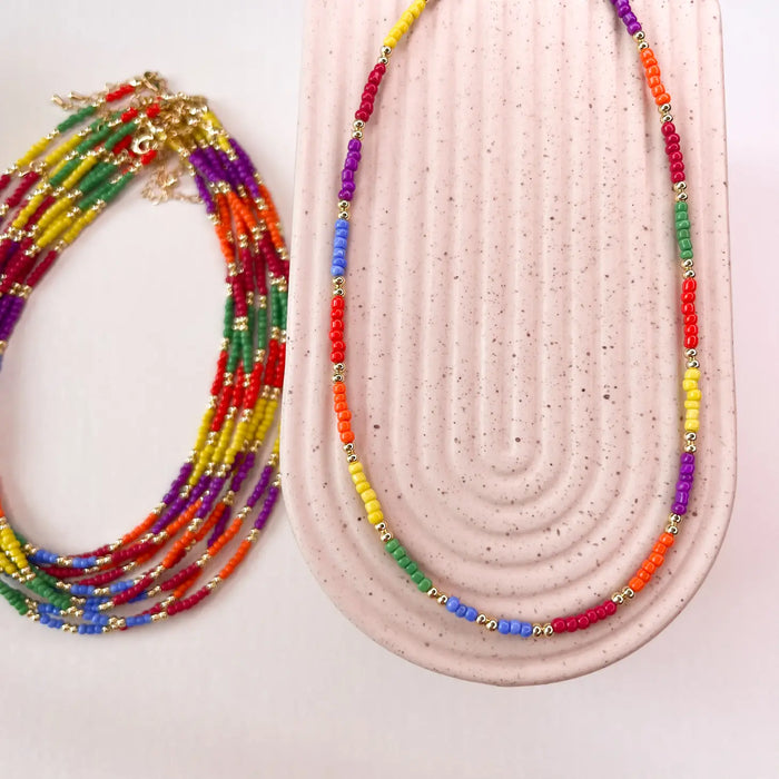 Rainbow Miyuki Bead Necklace