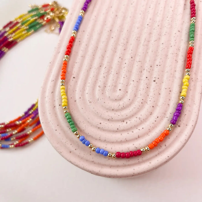 Rainbow Miyuki Bead Necklace